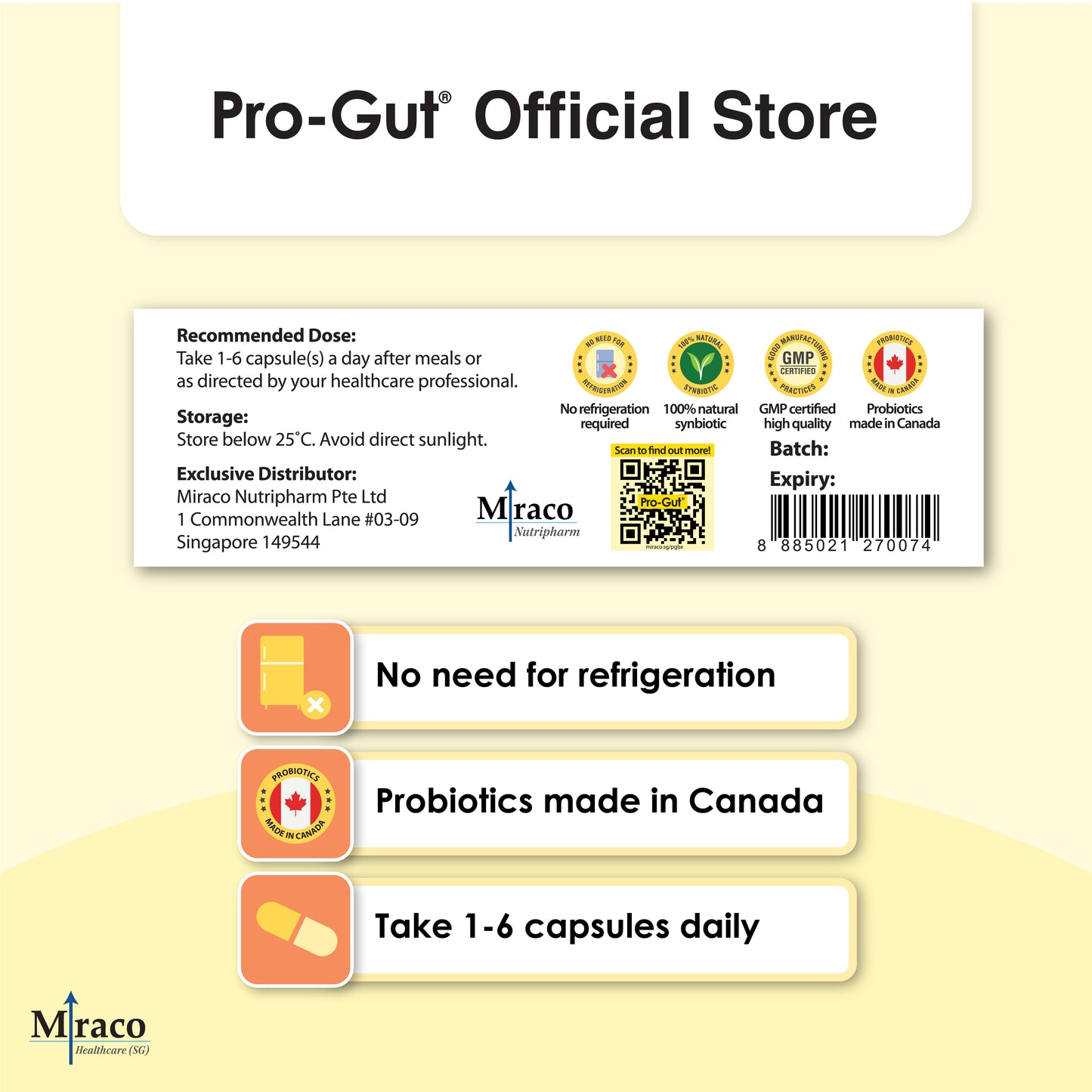Pro-Gut® 8-Strain Daily Probiotics & Prebiotic – 30 Capsules