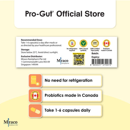 Pro-Gut® 8-Strain Daily Probiotics & Prebiotic – 30 Capsules