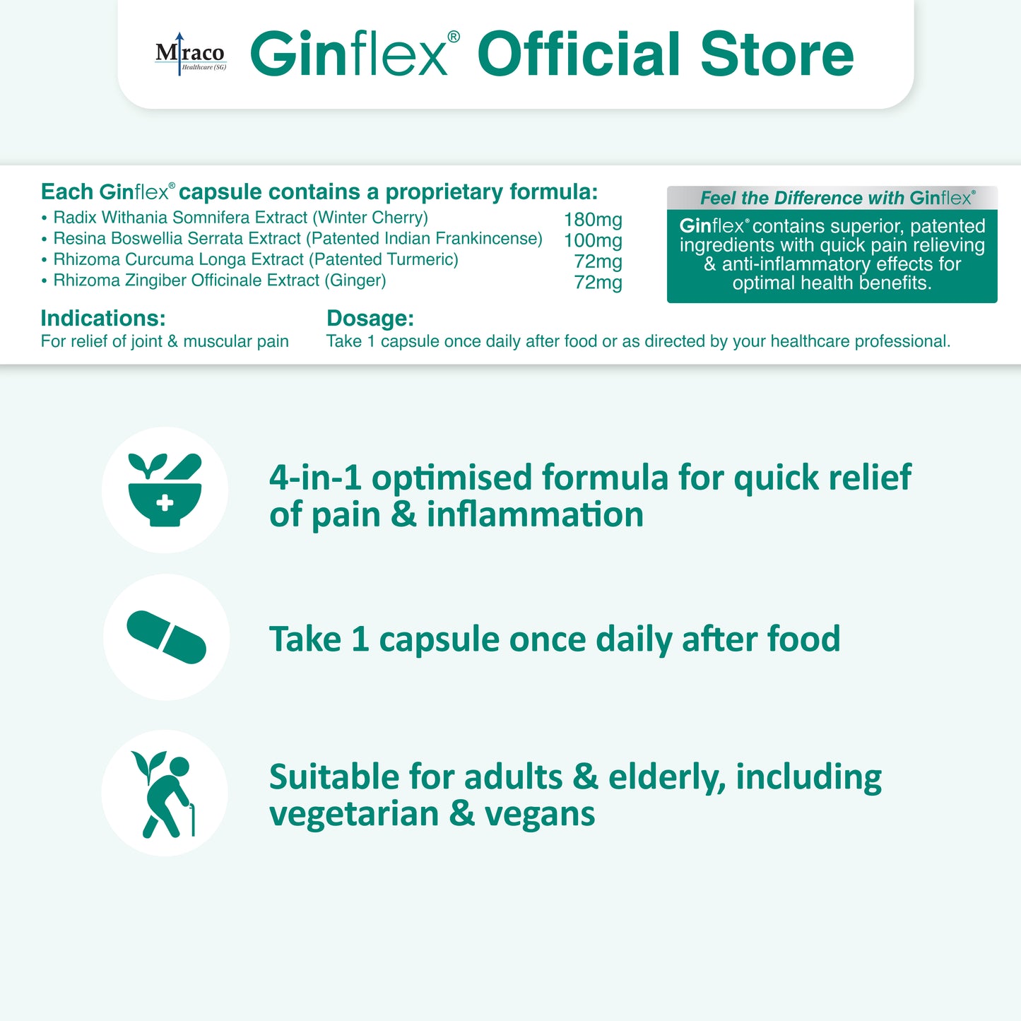 Ginflex® Natural Joint Relief & Anti-Inflammatory – 30 Capsules